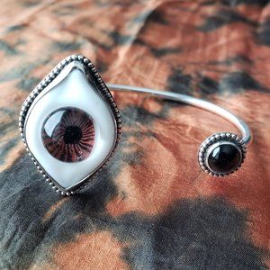 Sterling Silver evil eye arm cuff